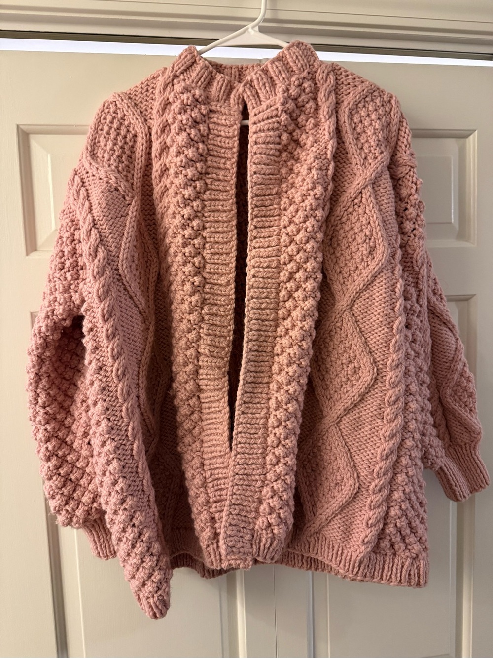 I Love Mr Mittens Pink Cable Knit 100% Wool Sweater Cardigan